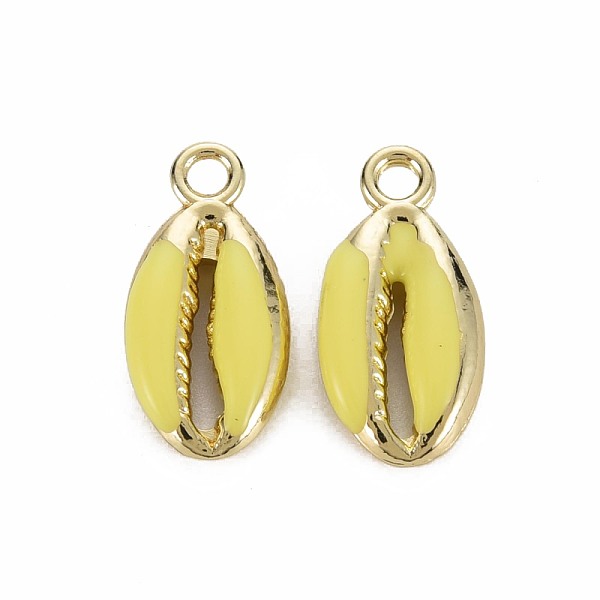 

PandaHall Alloy Enamel Pendants, Cowrie Shell Shape, Light Gold, Yellow, 17x8.5x3.5mm, Hole: 1.8mm Alloy+Enamel Shell Shape Yellow