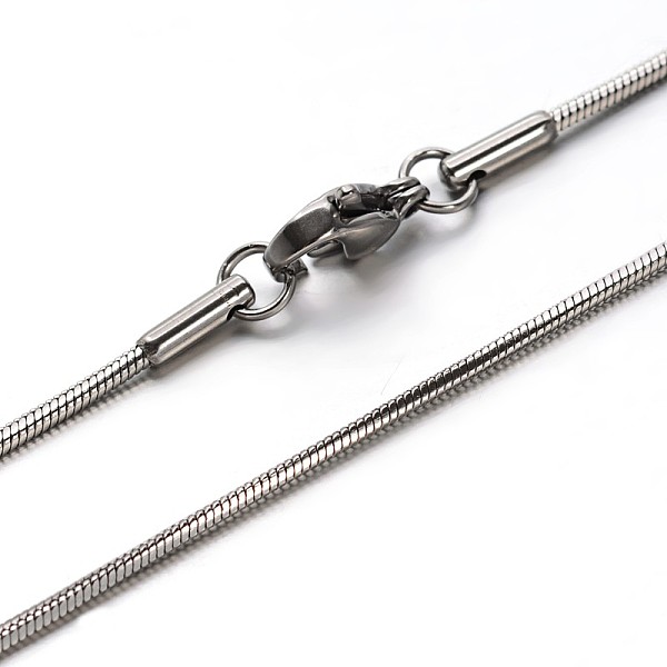 

PandaHall 304 Stainless Steel Snake Chains Necklaces, with Lobster Clasps, Stainless Steel Color, 17.7 inch(45cm), 1mm 304 Stainless Steel