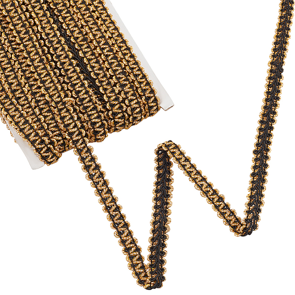 

PandaHall PH 20 Yards Decorative Woven Lace Trim Ribbon, Metallic Gimp Braid Trim Embellishment Polyester Trim 1/2 inch(13mm) Applique for..., Black