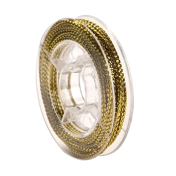 

PandaHall Braided Non-Elastic Beading Thread, Metallic Thread, Embroidery Thread, Goldenrod, 0.6mm, about 10.93 yards(10m)/roll Metallic..., Gold