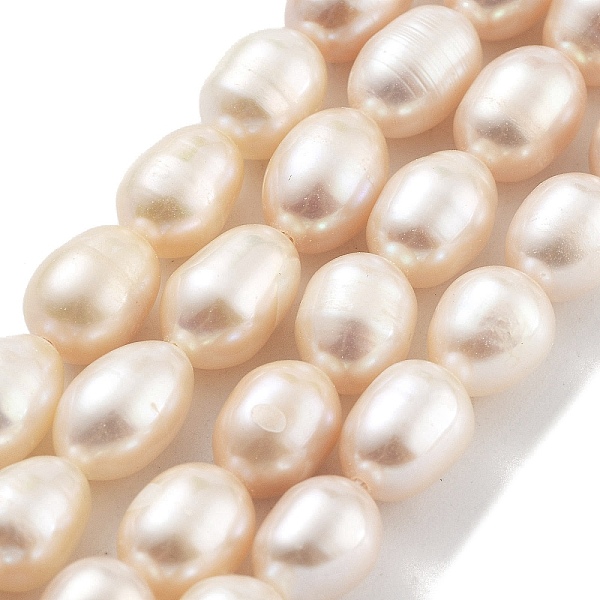 

PandaHall Natural Cultured Freshwater Pearl Beads Strands, Grade 3A, Oval, PeachPuff, 6.5~7mm, Hole: 0.7mm, about 22pcs/strand, 7.68''..., Brown