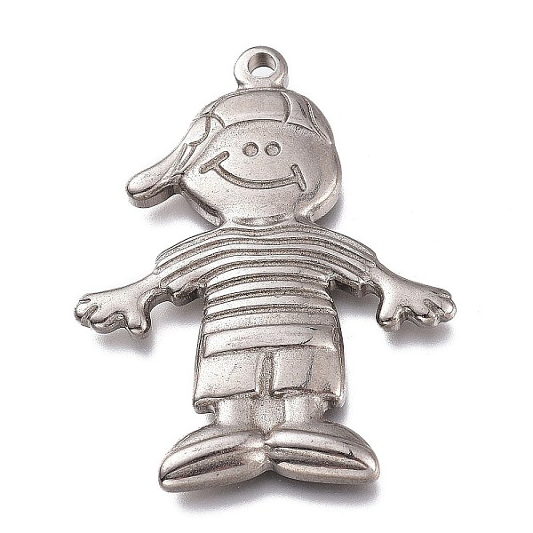 

PandaHall 304 Stainless Steel Pendants, Boy, Stainless Steel Color, 39x30x3.5mm, Hole: 2mm 304 Stainless Steel Human