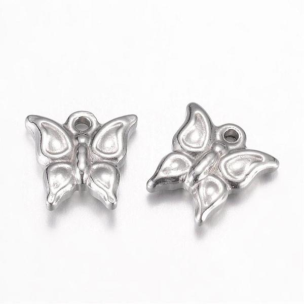 

PandaHall 201 Stainless Steel Charms, Butterfly, Stainless Steel Color, 11x11x3.5mm, Hole: 1mm 201 Stainless Steel Butterfly