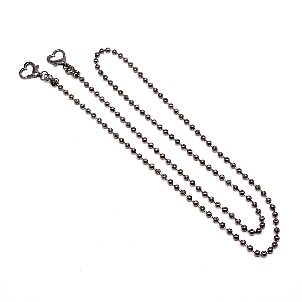 

PandaHall Iron Ball Chain Bag Straps, with Heart-shaped Lobster Claw Clasps, Bag Replacement Accessories, Gunmetal, 122.5x0.6cm Iron