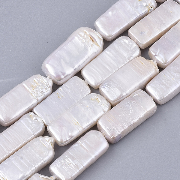 

PandaHall Natural Baroque Pearl Keshi Pearl Beads Strands, Cultured Freshwater Pearl, Rectangle, Seashell Color, 25~28x10~12x5~10mm, Hole...