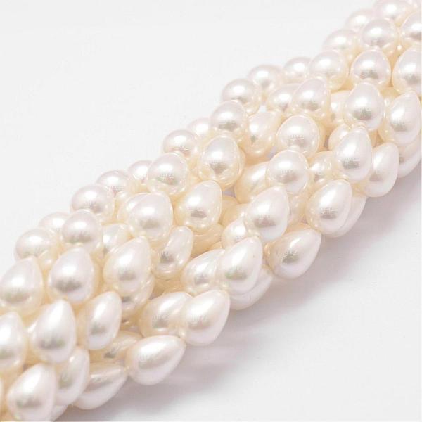 

PandaHall Rainbow Plated Shell Pearl Beads Strands, Grade A, teardrop, White, 9x6mm, Hole: 1mm, about 46pcs/strand, 16 inch Shell Pearl...