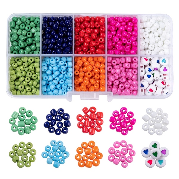 

PandaHall DIY Beads Jewelry Making Finding Kit, Including Opaque & Baking Paint Glass Seed Beads, Heart Pattern Acrylic Beads, Mixed Color..., Multicolor