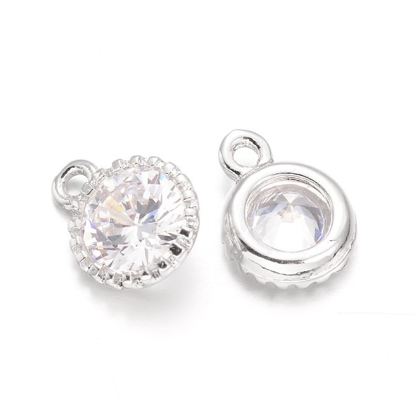 

PandaHall Flat Round Brass Cubic Zirconia Charms, Platinum, 10x8x4mm, Hole: 1mm Brass+Cubic Zirconia Flat Round