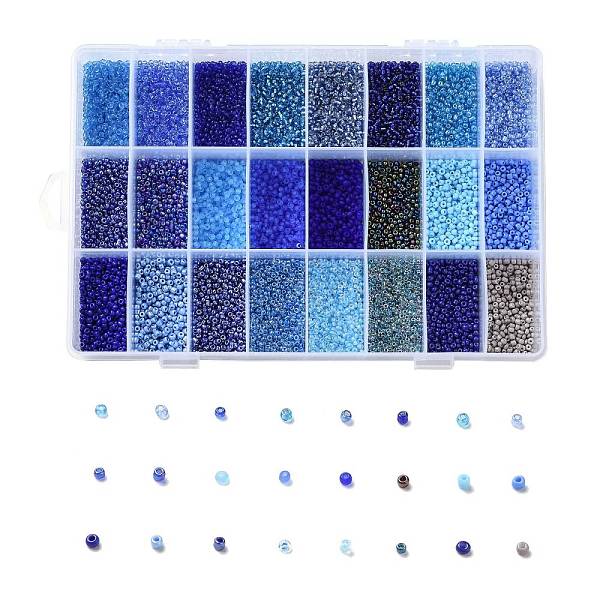 

PandaHall 288G 24 Colors Glass Seed Beads, Round, Mixed Color, 12/0, 1.5~2.5x1.5~2mm, Hole: 0.5~1mm, 12g/color Glass Multicolor
