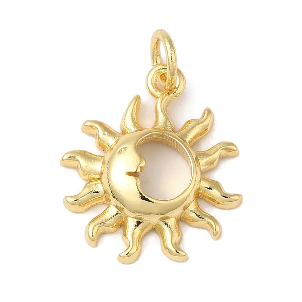 

PandaHall Rack Plating Brass Pendants, with Jump Ring, Long-Lasting Plated, Lead Free & Cadmium Free, Sun, Real 18K Gold Plated, 17x15x3.5mm...