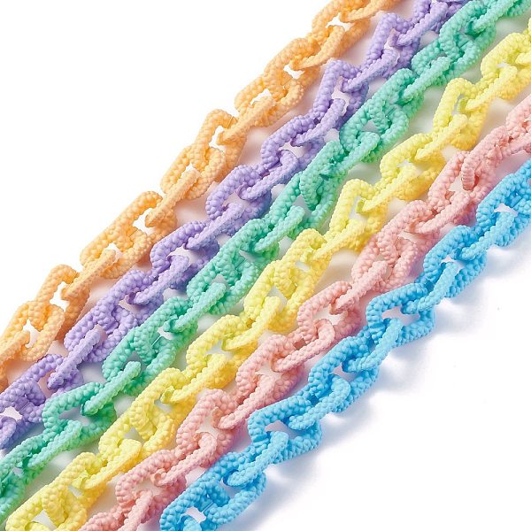 

PandaHall Opaque Spray Painted Acrylic Cable Chains, Quick Link Chains, Unwelded, Mixed Color, 35x26x7mm, about 1m/strand Acrylic Multicolor