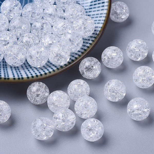 

PandaHall Acrylic Beads, Crackle, Round, White, 10mm, Hole: 2mm, about 909pcs/500g Acrylic Round White