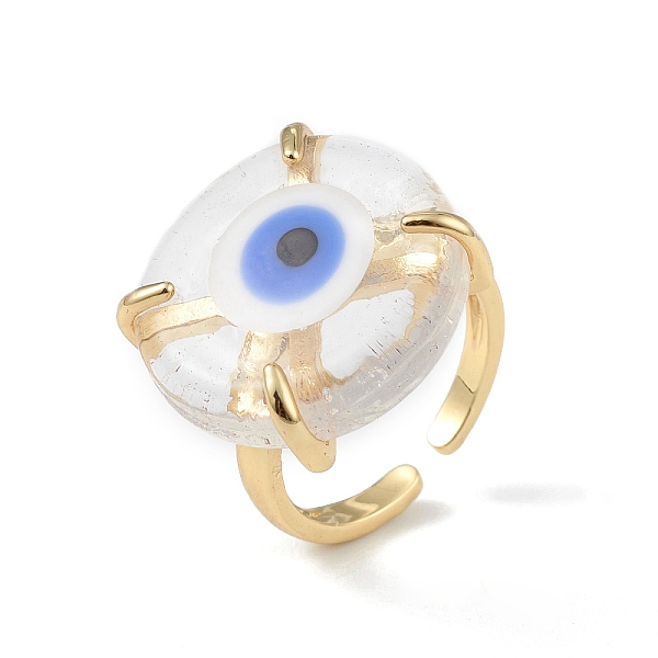 

PandaHall Lampwork Evil Eye Open Cuff Ring, Golden Brass Lucky Jewelry for Women, Lead Free & Cadmium Free, White, Inner Diameter: 16mm...