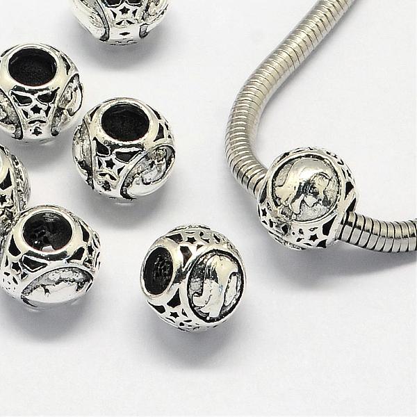 

PandaHall Alloy European Beads, Large Hole Rondelle Beads, with Constellation/Zodiac Sign, Antique Silver, Virgo, 10.5x9mm, Hole: 4.5mm...