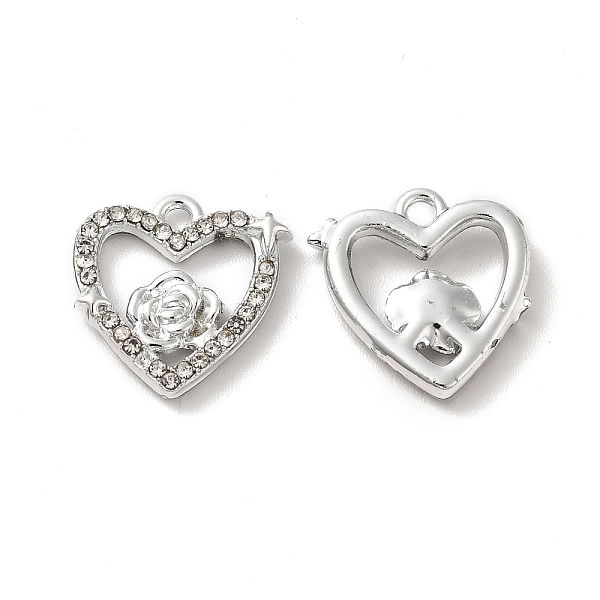 

PandaHall Crystal Rhinestone Pandants, with Rack Plating Alloy Findings, Nickel Free, Heart with Flower Charms, Platinum, 14x14x2.5mm, Hole..., Clear