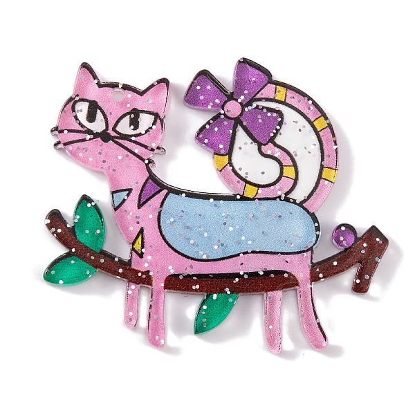 

PandaHall Cat Theme Acrylic Pendants, Pink, 38.5x44.5x2.5mm, Hole: 1.6mm Acrylic Cat Shape Pink