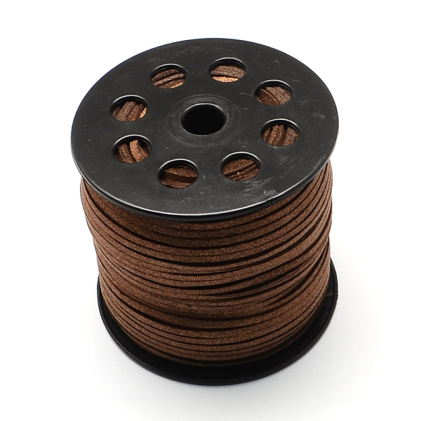 

PandaHall Eco-Friendly Faux Suede Cord, Faux Suede Lace, with Glitter Powder, Sienna, 2.7x1.4mm, about 100yards/roll(300 feet/roll) Faux..., Brown