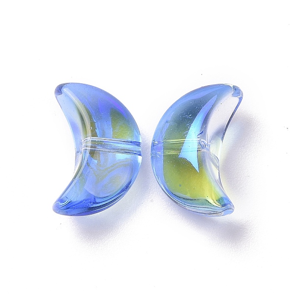 

PandaHall Transparent Electroplate Glass Beads, AB Color Plated, Moon, Royal Blue, 14x9x6.5mm, Hole: 1.2mm Glass Moon
