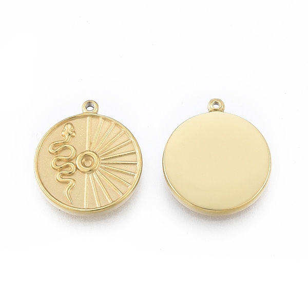 

PandaHall Ion Plating(IP) 304 Stainless Steel Pendant Rhinestone Settings, Flat Round with snake, Real 14K Gold Plated, Fit for 1.8mm...