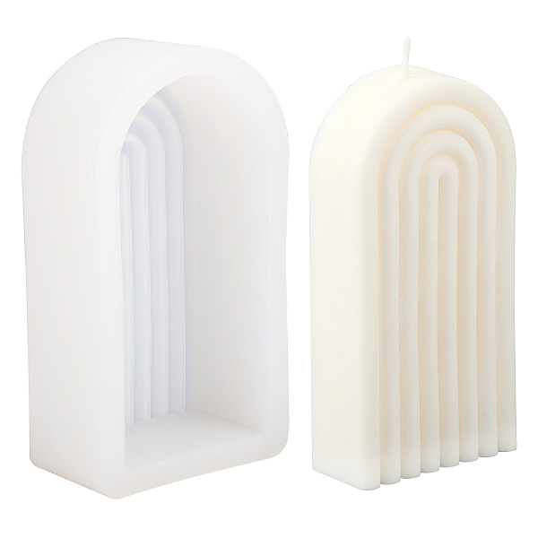 

PandaHall SUPERFINDINGS 1pcs N-Shaped DIY Candle Silicone Molds Arch Candle Silicone Mold Rainbow Bridge Candle Molds Resin Casting Molds..., White