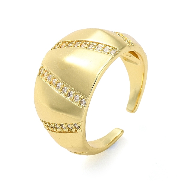 

PandaHall Plating Brass Micro Pave Cubic Zirconia Open Cuff Rings, Real 18K Gold Plated, Adjustable Brass+Cubic Zirconia None