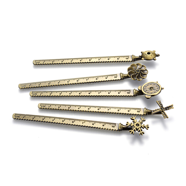

PandaHall Brushed Plating Zinc Alloy Rulers, Cadmium Free & Lead Free, Mixed Shape, Antique Bronze, 133~139x9x7~9mm Alloy
