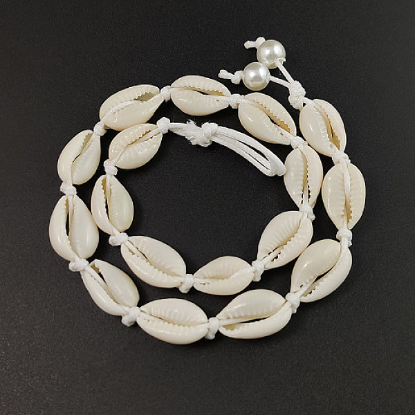 

PandaHall Natural Shell Braided Bead Necklaces, with Waxed Cords, White, 17.72 inch(45cm) Shell Shell Shape White
