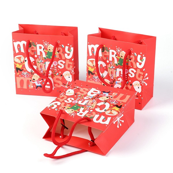 

PandaHall Christmas Themed Paper Bags, Rectangle, for Jewelry Storage, Christmas Themed Pattern, 15x14x0.45cm Paper Red