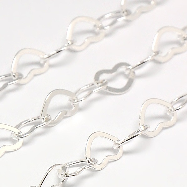 

PandaHall Brass Heart Link Chains, Soldered, with Spool, Silver Color Plated, 6x0.5mm, about 82.02 Feet(25m)/roll Brass
