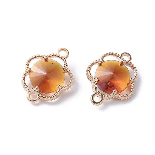 

PandaHall Glass Links connectors, with Eco-Friendly Alloy Open Back Berzel Findings, Faceted, Flower, Light Gold, Mixed Color, 15.5x12x4mm..., Multicolor