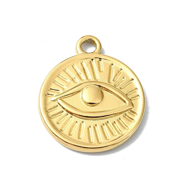 

PandaHall Ion Plating(IP) 304 Stainless Steel Pendants, Flat Round with Eye Charm, Real 18K Gold Plated, 20x17x2mm, Hole: 2mm 304 Stainless...