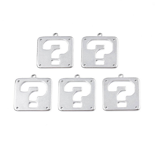 

PandaHall 201 Stainless Steel Chandelier Component Links, Laser Cut, Square with Question Mark, Stainless Steel Color, 25x23.5x1.5mm, Hole...