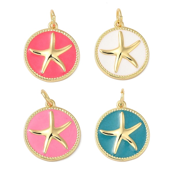 

PandaHall Rack Plating Brass Enamel Pendants, with Jump Ring, Long-Lasting Plated, Lead Free & Cadmium Free, Real 18K Gold Plated, Flat..., Multicolor