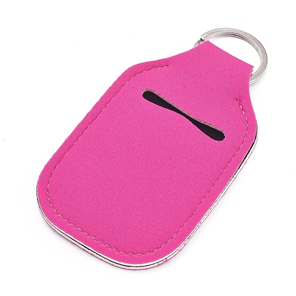 PandaHall Hand Sanitizer Keychain Holder, for Shampoo Lotion Soap Perfume and Liquids Travel Containers, Deep Pink, 121x61x5mm Iron...