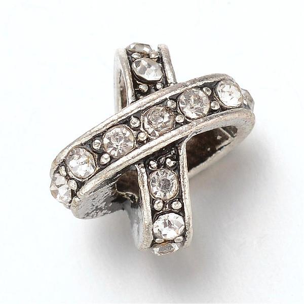 

PandaHall Tibetan Style Alloy Rhinestone Large Hole Beads, Crystal, 12x9x9mm, Hole: 6mm Alloy+Rhinestone Others Clear