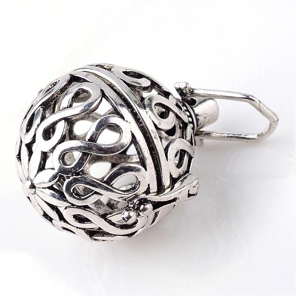

PandaHall Rack Plating Brass Cage Pendants, For Chime Ball Pendant Necklaces Making, Hollow Round with Infinity, Antique Silver...