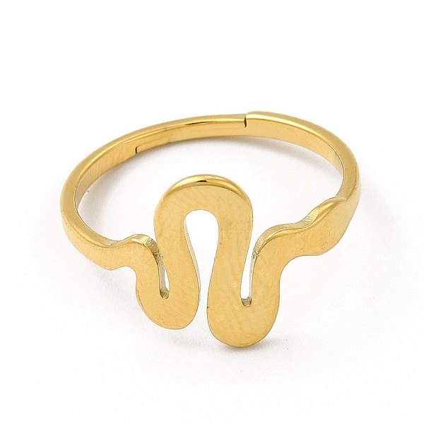 Chapado En Iones (ip) 304 Anillo Ajustable De Serpiente De Acero Inoxidable Para Mujer