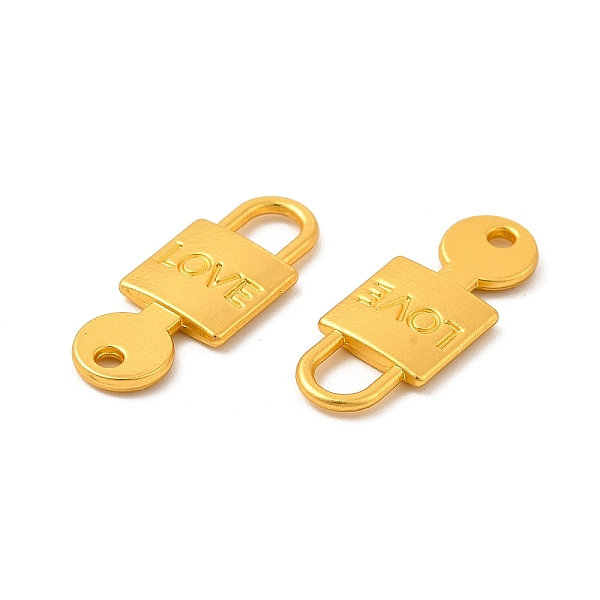 

PandaHall Rack Plating Alloy Connector Charms, Lead Free & Cadmium Free & Nickel Free, Love Lock with Key Links, Matte Gold Color...