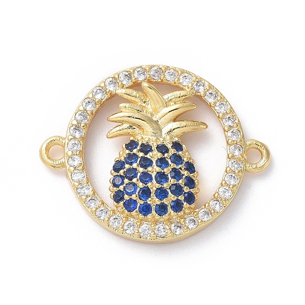 

PandaHall Brass Micro Pave Cubic Zirconia Links connectors, Ring and Pineapple, Blue, Golden, 15x19x3mm, Hole: 1.2mm Brass+Cubic Zirconia...