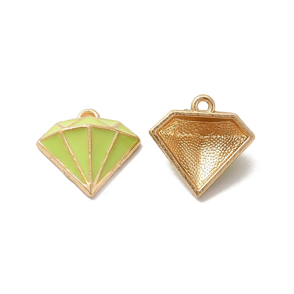 

PandaHall Alloy Enamel Pandants, Lead Free & Cadmium Free, Light Gold, Diamond Charm, Green Yellow, 16x16x5.5mm, Hole: 1.4mm Alloy+Enamel...