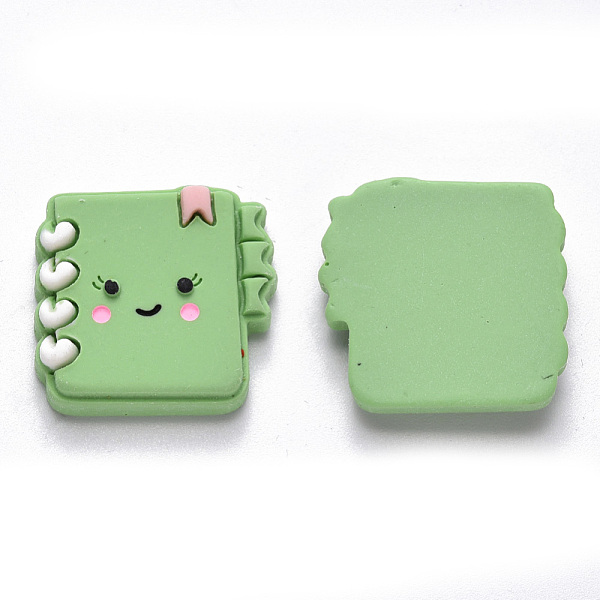 

PandaHall Opaque Resin Cabochons, Notebook, Lime Green, 22x23x6mm Resin Study Supplies Green