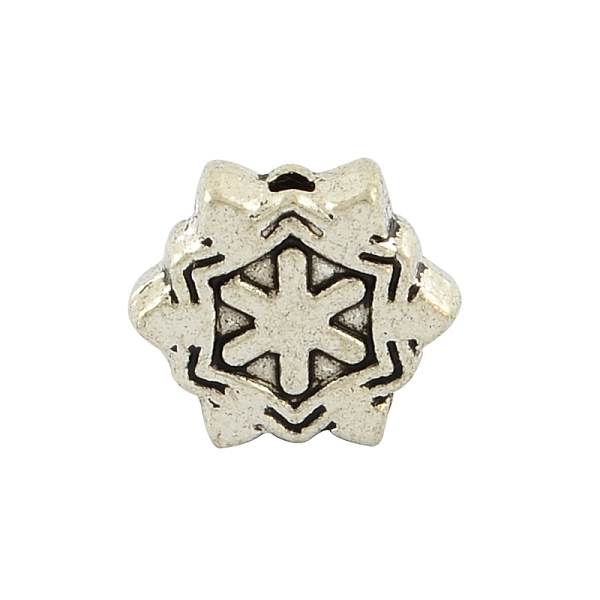 

PandaHall Tibetan Style Alloy Snowflake Beads, Cadmium Free & Nickel Free & Lead Free, Antique Silver, 8.5x9.5x3mm, Hole: 1mm, about...