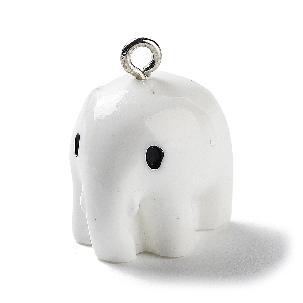 

PandaHall Opaque Resin Pendants, Animal Charms with Platinum Plated Iron Loops, Elephant, 20.5x19.5x16.5mm, Hole: 2mm Iron+Resin Elephant..., White