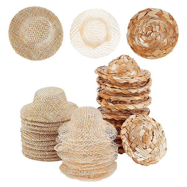 

PandaHall AHADERMAKER 30Pcs 3 Style Doll Straw Hat, Mini Hand Knitting Hat, for DIY Crafts Jewelry Accessories Craft Decoration, Mixed Color..., Multicolor