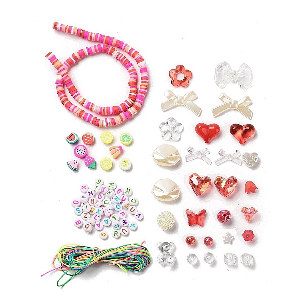 

PandaHall DIY Candy Color Beaded Pendant Decoration Making Kits, Cerise, 6x1.2mm Acrylic Mixed Shapes Red