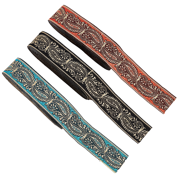 

PandaHall FINGERINSPIRE 15M 3 Styles Ethnic Style Embroidery Polyester Ribbons, Garment Accessories, Floral Pattern, Mixed Color, 1 inch..., Multicolor