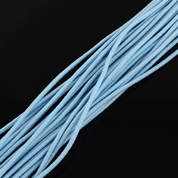 

PandaHall Elastic Cord, with Fibre Outside and Rubber Inside, Light Blue, 4.0mm, about 109.36 yards(100m)/bundle Elastic Fibre Round Blue