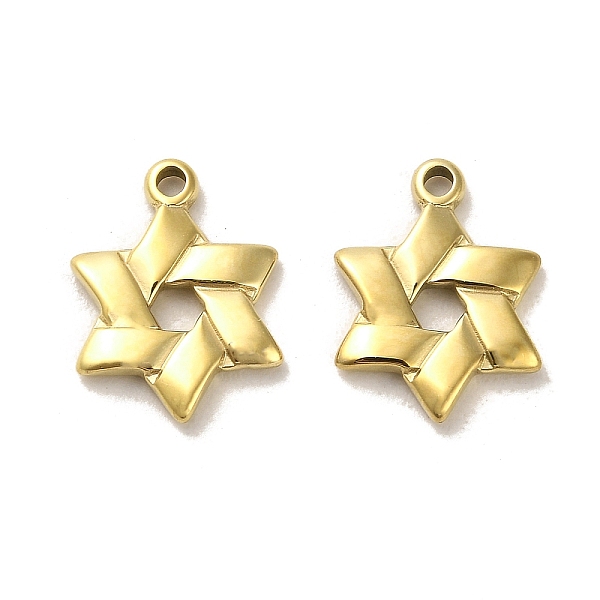 

PandaHall 304 Stainless Steel Pendants, Star of David Charms, Real 14K Gold Plated, 16x12x2mm, Hole: 1.6mm 304 Stainless Steel Star of David