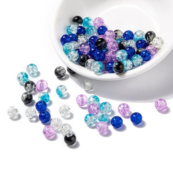 

PandaHall Baking Painted Crackle Glass Beads, Silver-Grey Mix, Round, Mixed Color, 8~8.5x7.5~8mm, Hole: 1mm, about 100pcs/bag Glass Round..., Multicolor