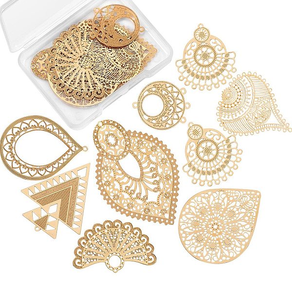 

PandaHall 304 Stainless Steel Pendants, for DIY Jewelry Making, Mixed Shapes, Golden, 16pcs/box Stainless Steel Mixed Shapes